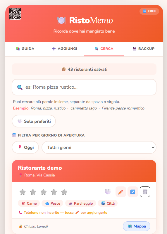 Ricerca ristorante